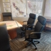 Black Leather High-Back Office Task Chair with Fixed Arms